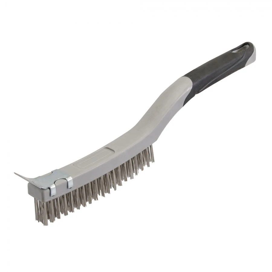 Silverline Stainless Steel Wire Brush With Scraper 3 Row 4 Silverline Stainless Steel Wire Brush With Scraper 3 Row - Image 2