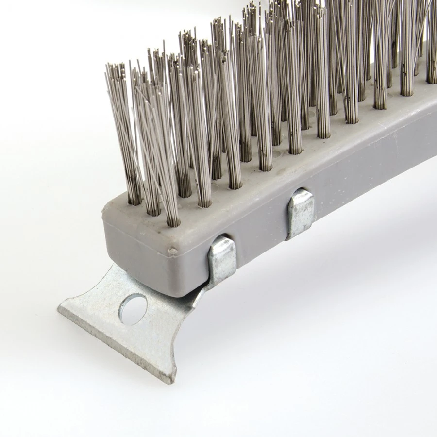 Silverline Stainless Steel Wire Brush With Scraper 3 Row 3 Silverline Stainless Steel Wire Brush With Scraper 3 Row