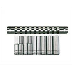 Teng M1407 Deep Socket Metric Clip Rail Set 10 Piece - 1/4in Drive